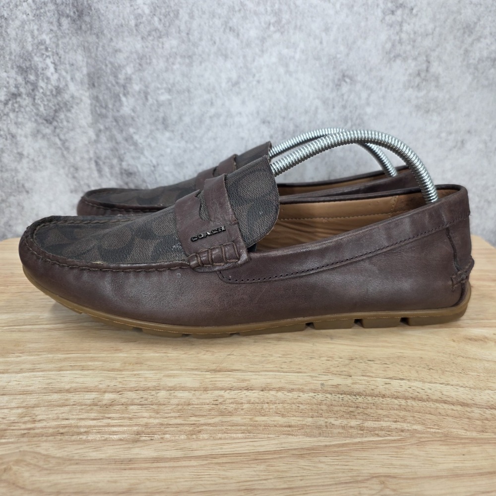 Coach Penny Loafers Mens 10.5 D Mott Driver Brown Leather Slip On Shoes FG2983 - Picture 6 of 12